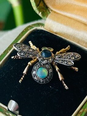Antique Insect Natural Gems Victorian Pendant
